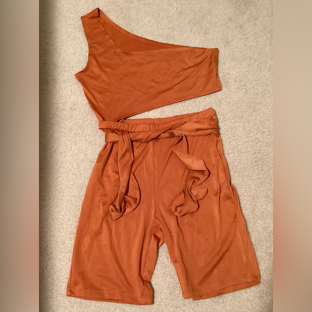 🆕SHEIN  One-Shoulder Rust Jumpsuit